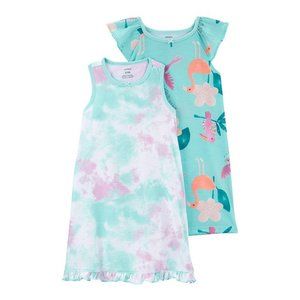 Brand new 2 pk. Carter's size 4/5 girl's nightgowns tie-dye birds flamingos